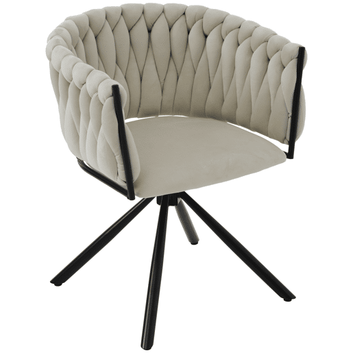 Cadeira de sala de jantar 2 unidades - Cadeira giratória de luxo para sala de estar e quarto, com quatro pernas de metal - Bege