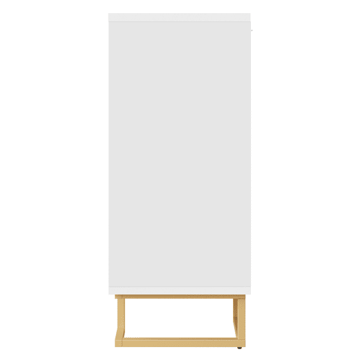 Aparador 152 x 40 x 75 cm - design geométrico com puxadores e pés dourados - branco Aparador 152 x 40 x 75 cm - design geométrico com puxadores e pés dourados - branco