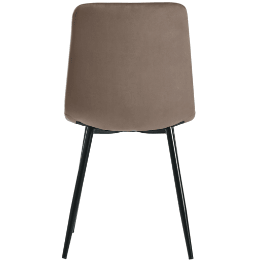 Conjunto de 4 cadeiras de jantar - Cadeira de design com encosto, assento em veludo, estrutura em metal - Castanho