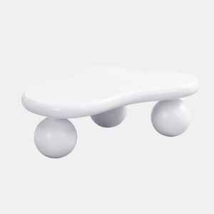 Mesa de centro nube - Design com pernas redondas, estilo moderno com iluminação LED - Branco