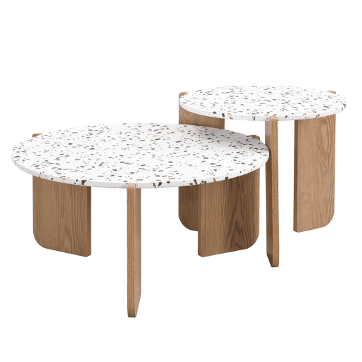 Mesa de centro modular de 2 peças - Mesa auxiliar para sala e varanda, conjunto de mesas - cor Natural