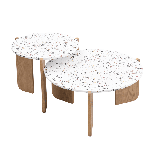 Mesa de centro modular de 2 peças - Mesa auxiliar para sala e varanda, conjunto de mesas - cor Natural