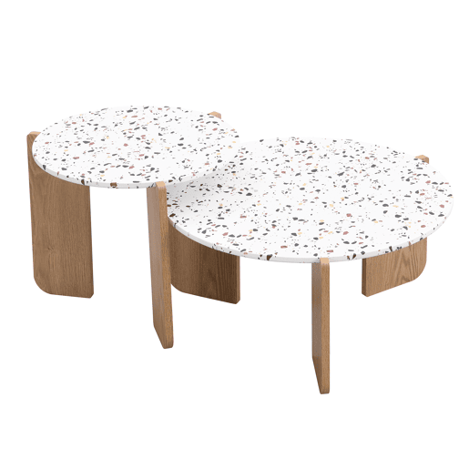 Mesa de centro modular de 2 peças - Mesa auxiliar para sala e varanda, conjunto de mesas - cor Natural