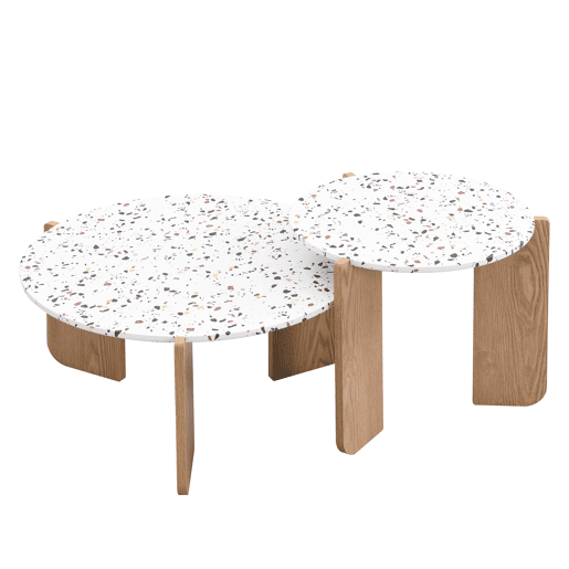 Mesa de centro modular de 2 peças - Mesa auxiliar para sala e varanda, conjunto de mesas - cor Natural