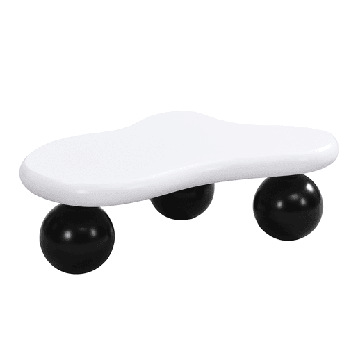 Mesa de centro nuvem - Design de nuvens com iluminação LED, pernas redondas, estilo moderno - Preto+Branco