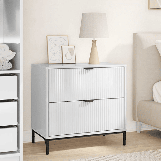 Mesa De Cabeceira - Mesinha De Cabeceira com gaveta Branco brilhante 63.5 x 36 x 61 cm