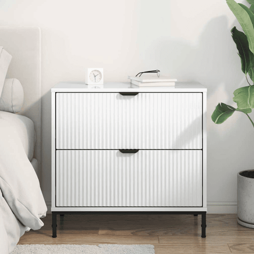 Mesa De Cabeceira - Mesinha De Cabeceira com gaveta Branco brilhante 63.5 x 36 x 61 cm
