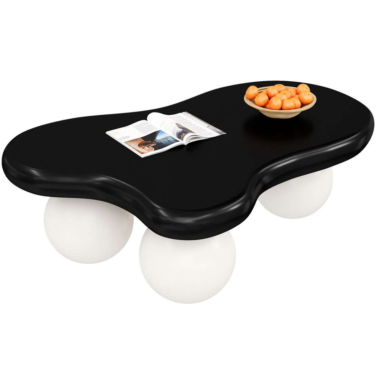 Mesa de centro estilo nubes - diseño con iluminación led, forma de nube, patas redondas, ideal para salón moderno y habitación infantil - negro y