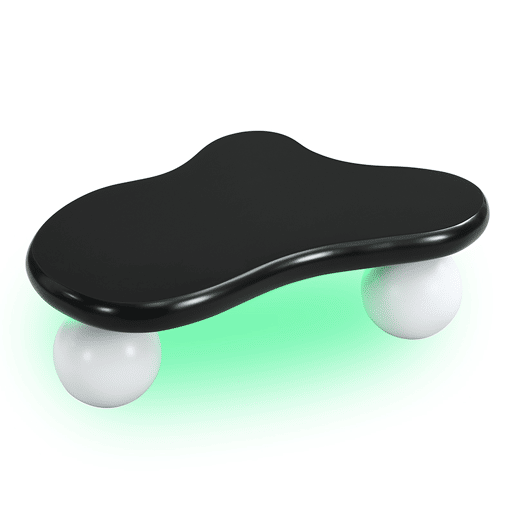 Mesa de centro estilo nuvens - Design com iluminação LED, formato de nuvem, pernas redondas, ideal para salas modernas e quartos infantis - Preto e Branco