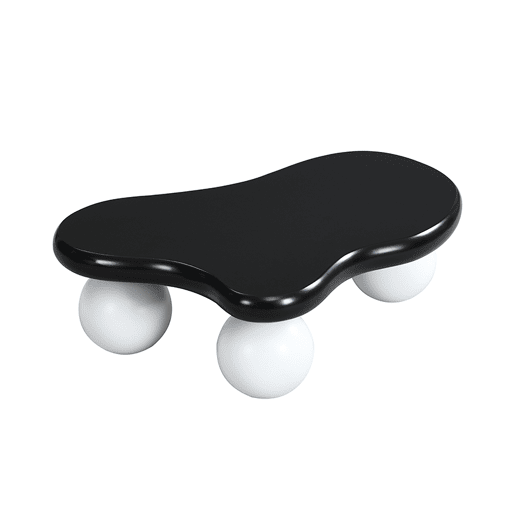 Mesa de centro estilo nuvens - Design com iluminação LED, formato de nuvem, pernas redondas, ideal para salas modernas e quartos infantis - Preto e Branco
