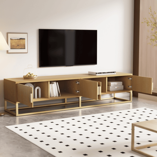 Móvel de TV 180 cm - Moderno, 4 portas, com puxadores arredondados - Madeira