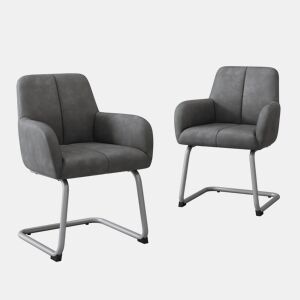 Cadeira de jantar 2 unidades - Cadeira moderna, minimalista, com pernas de aço curvas - Cinza