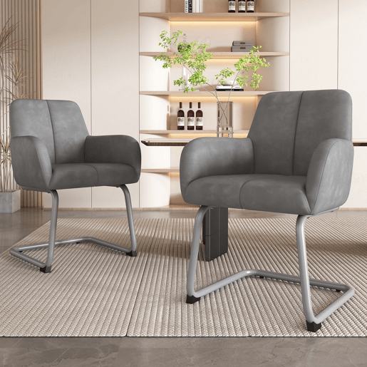 Cadeira de jantar 2 unidades - Cadeira moderna, minimalista, com pernas de aço curvas - Cinza