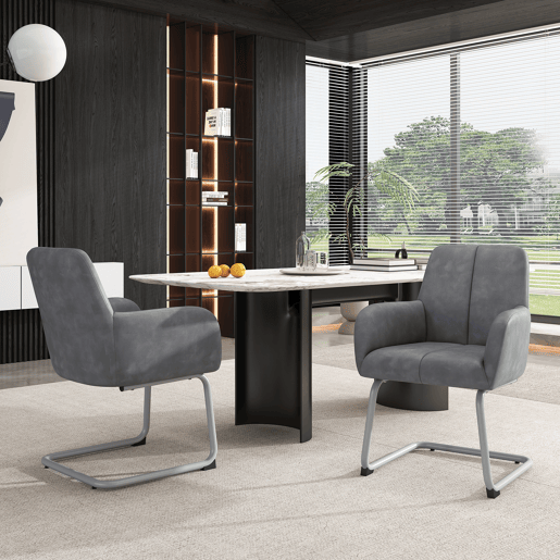 Cadeira de jantar 2 unidades - Cadeira moderna, minimalista, com pernas de aço curvas - Cinza