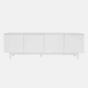 Móvel de TV moderno 175 x 38 x 56 cm - Prateleiras ajustáveis, Lowboard leve estilo luxuoso - Branco
