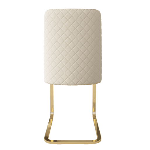 Cadeira de jantar Samt, 2 unidades - design com encosto em diamante, com pernas metálicas douradas - Bege