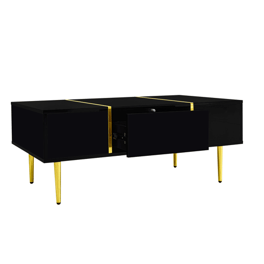 Mesa de centro moderna - 2 gavetas - Preto