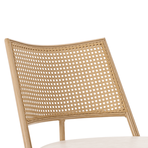 Cadeira de sala - PU, encosto em rattan - Bege