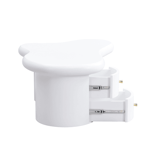 Mesa de centro moderna - Forma irregular - 2 gavetas, economia de espaço, estilo, estável - Branco