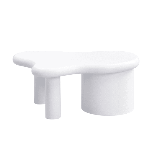 Mesa de centro moderna - Forma irregular - 2 gavetas, economia de espaço, estilo, estável - Branco