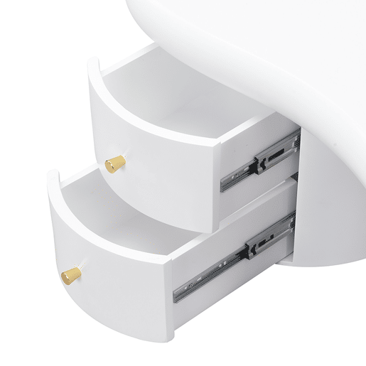 Mesa de centro moderna - Forma irregular - 2 gavetas, economia de espaço, estilo, estável - Branco