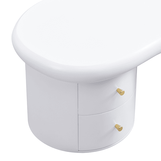 Mesa de centro moderna - Forma irregular - 2 gavetas, economia de espaço, estilo, estável - Branco