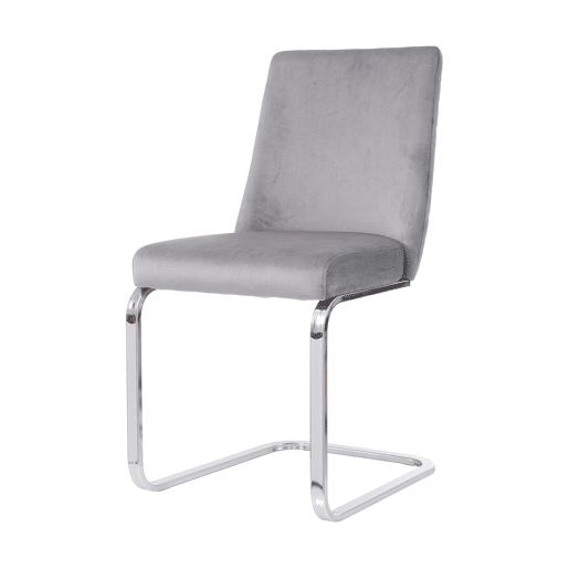 Cadeira de jantar Samt 2 unidades - design diamante, com pernas metálicas prateadas - Cinza