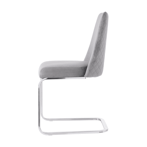 Cadeira de jantar Samt 2 unidades - design diamante, com pernas metálicas prateadas - Cinza