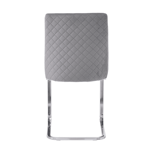 Cadeira de jantar Samt 2 unidades - design diamante, com pernas metálicas prateadas - Cinza