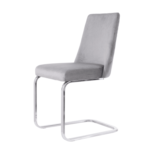 Cadeira de jantar Samt 2 unidades - design diamante, com pernas metálicas prateadas - Cinza