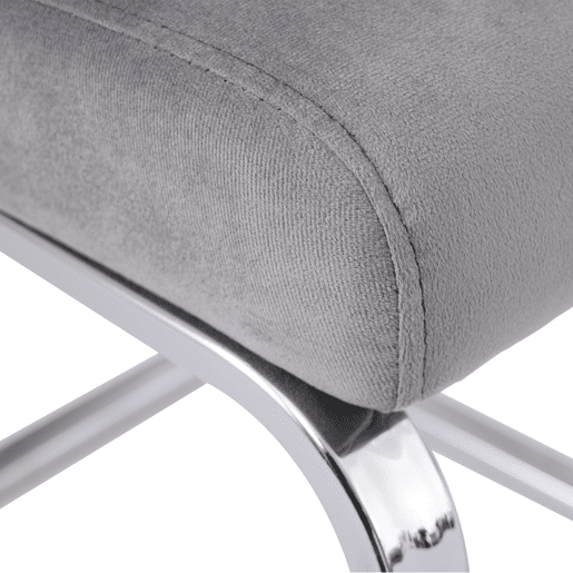 Cadeira de jantar Samt 2 unidades - design diamante, com pernas metálicas prateadas - Cinza