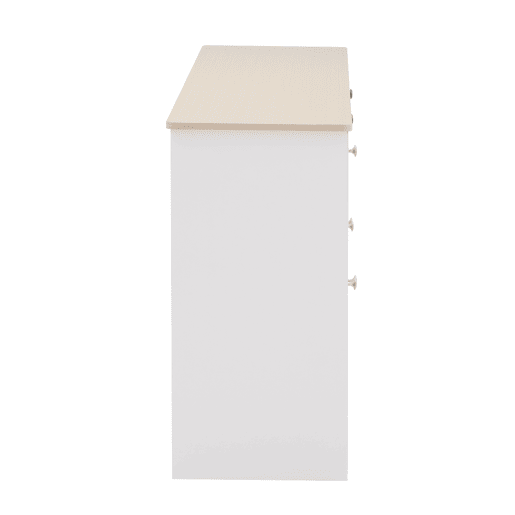 Aparador 160x37x75cm - 4 portas, 3 gavetas, design com veios de madeira branca - Madeira e Branco