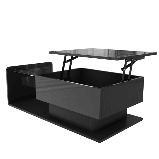 Mesa de café - Alta brilho, mesa auxiliar, mesa de café com vidro e efeito LED - Preto