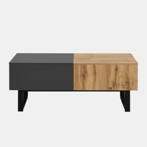 Mesa de centro multifuncional 155x55x40 cm - Madeira e metal, arrumação oculta, fácil de instalar - Natural
