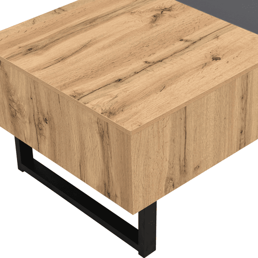 Mesa de centro multifuncional 155x55x40 cm - Madeira e metal, arrumação oculta, fácil de instalar - Natural