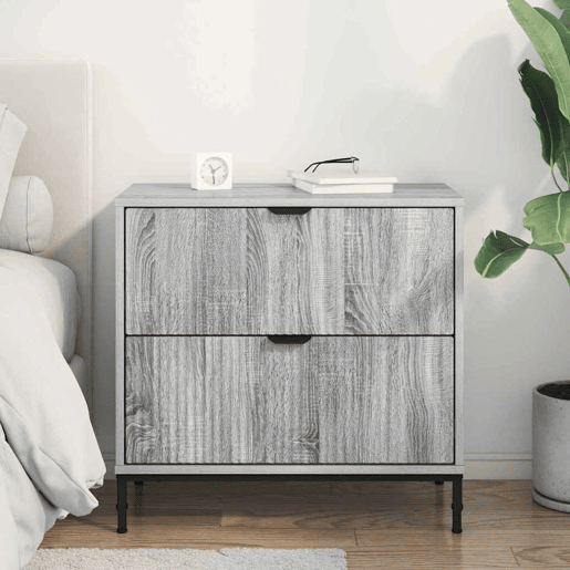 Mesa De Cabeceira - Mesinha De Cabeceira com gaveta Sonoma cinzento 63.5 x 36 x 61 cm