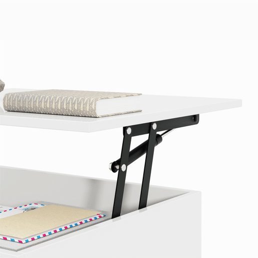 Mesa de café - Tamanho: 100x50 cm - Efeito LED, com vidro - Branco