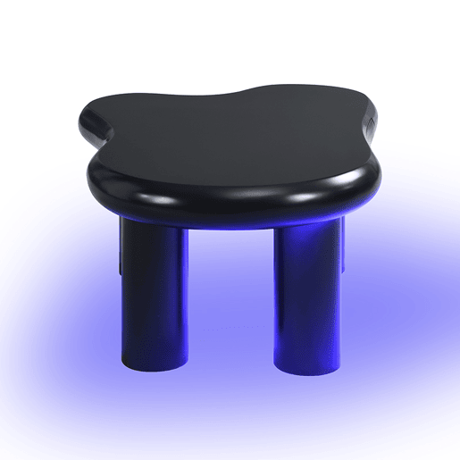 Mesa de centro - Formato nuvem - Com iluminação LED de 16 cores - Com gaveta - Preta