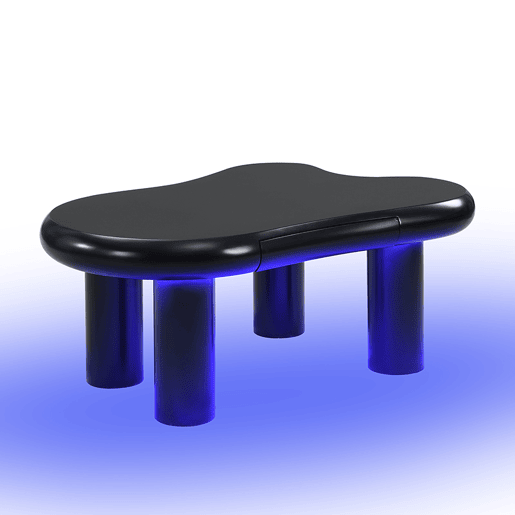 Mesa de centro - Formato nuvem - Com iluminação LED de 16 cores - Com gaveta - Preta