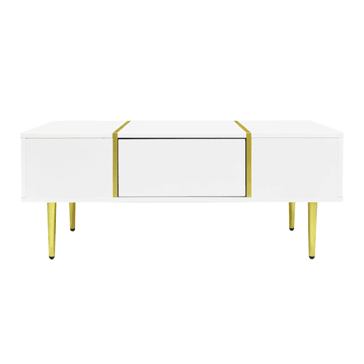 Mesa de centro 100 cm - moderna e simples, com 2 gavetas - Branca Mesa de centro 100 cm - moderna e simples, com 2 gavetas - Branca