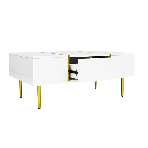 Mesa de centro 100 cm - moderna e simples, com 2 gavetas - Branca Mesa de centro 100 cm - moderna e simples, com 2 gavetas - Branca
