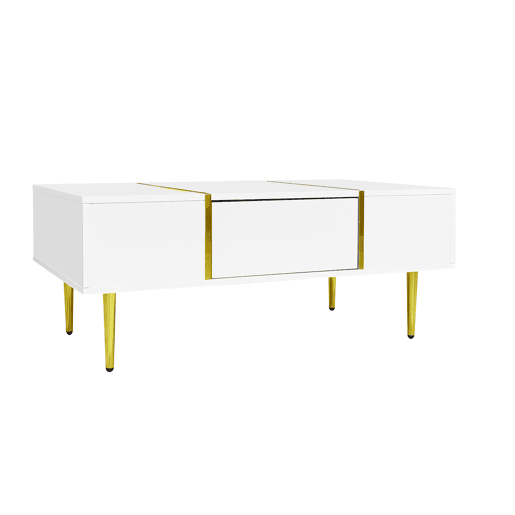 Mesa de centro 100 cm - moderna e simples, com 2 gavetas - Branca Mesa de centro 100 cm - moderna e simples, com 2 gavetas - Branca