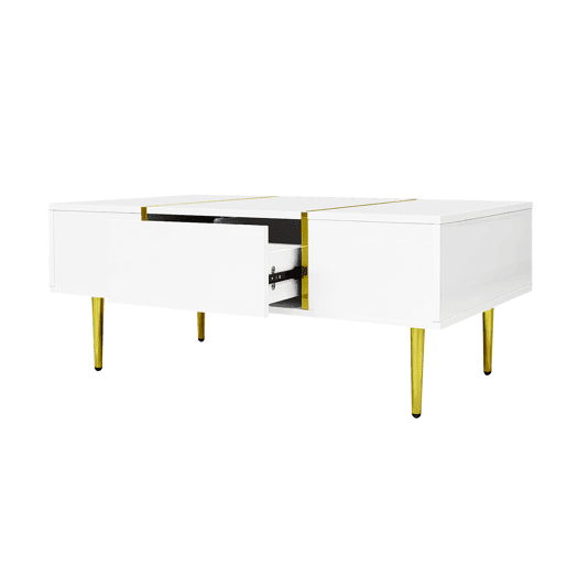 Mesa de centro 100 cm - moderna e simples, com 2 gavetas - Branca Mesa de centro 100 cm - moderna e simples, com 2 gavetas - Branca