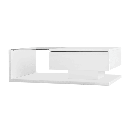 Mesa de centro 105x55x32,5 cm - Com vidro e efeito LED - Branco Mesa de centro 105x55x32,5 cm - Com vidro e efeito LED - Branco