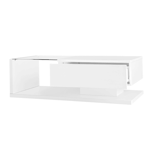 Mesa de centro 105x55x32,5 cm - Com vidro e efeito LED - Branco Mesa de centro 105x55x32,5 cm - Com vidro e efeito LED - Branco