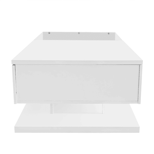 Mesa de centro 105x55x32,5 cm - Com vidro e efeito LED - Branco Mesa de centro 105x55x32,5 cm - Com vidro e efeito LED - Branco