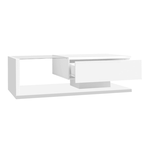 Mesa de centro 105x55x32,5 cm - Com vidro e efeito LED - Branco Mesa de centro 105x55x32,5 cm - Com vidro e efeito LED - Branco