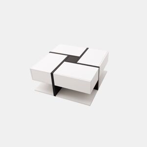 Mesa de centro Hochglanz 78x78x36cm - Com 4 gavetas, design linear e arrumação inferior - Cor única