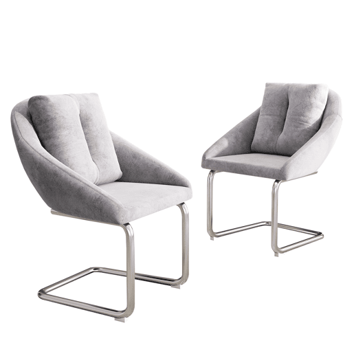 Cadeira de jantar em veludo + 2 peças - Cadeira giratória luxuosa com almofada - Cinza