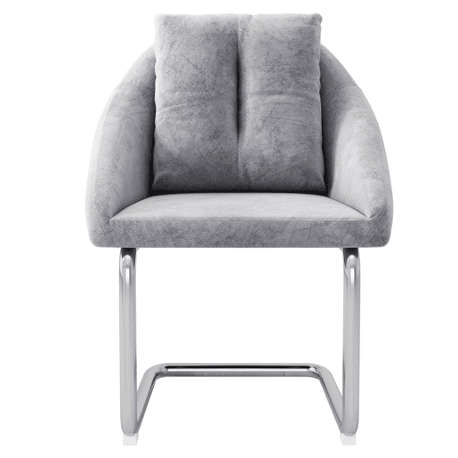Cadeira de jantar em veludo + 2 peças - Cadeira giratória luxuosa com almofada - Cinza